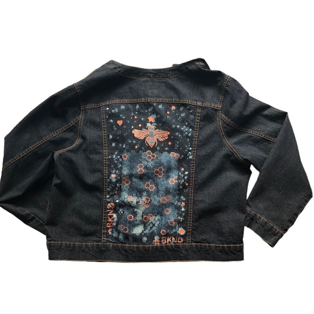 Denim Jacket Be Kind Custom Back Panel - 1XL - Like New Condition Urban flair - Picture 3 of 14